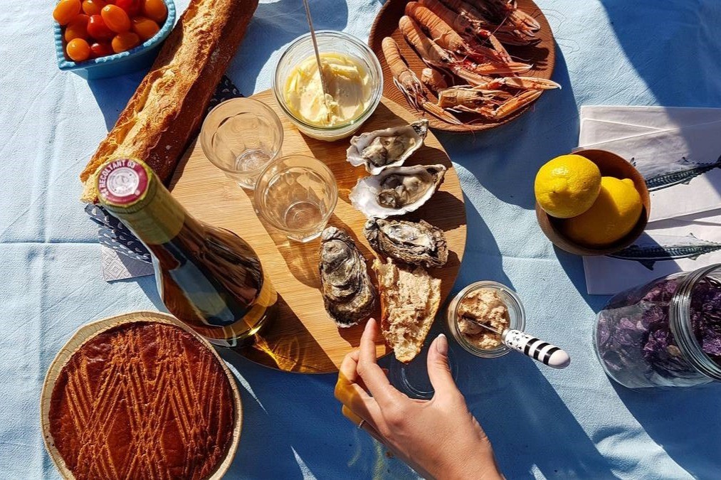 Picnic on the beach with local produce