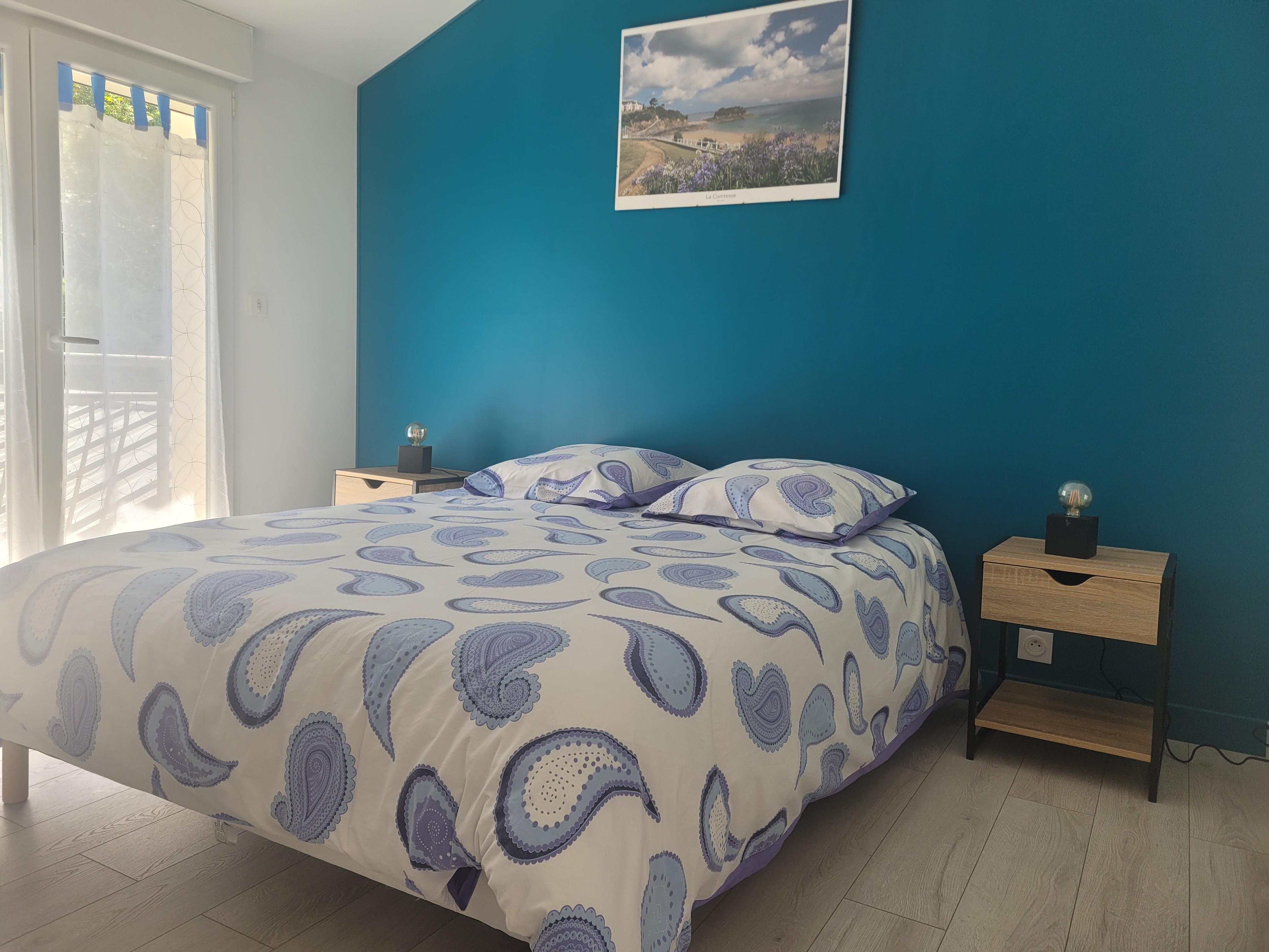 Holiday home, Plouha, upstairs bedroom with a 140 double bed