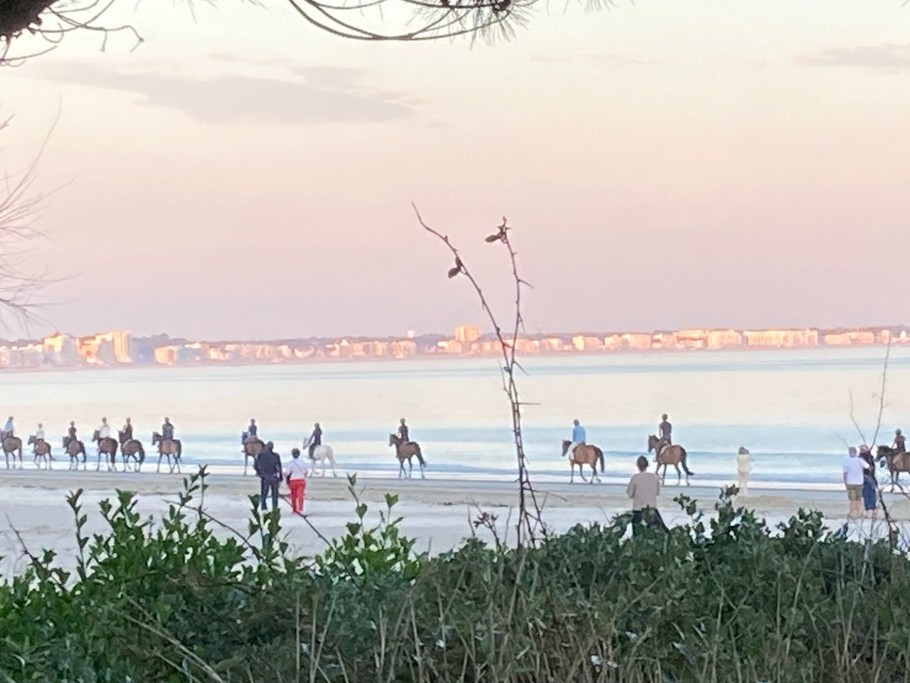 soirée devant l'immeuble