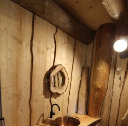 Salle d'eau, Fuste du Trappeur - Les Cabanes du Lac de Pierre Percée