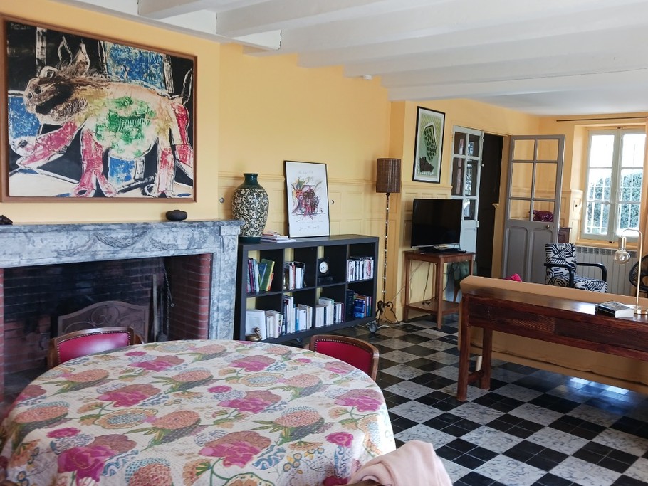 Salon et salle à manger - pièce de vie spacieuse ouverte sur les champs