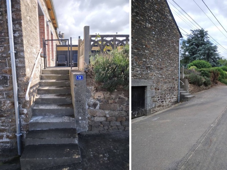 Entrée indépendante au numéro 14, et stationnement privatif pour 2 voitures au pied de l'escalier. Possibilité d'un abri couvert sur demande.