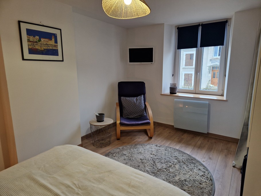 Chambre 1 spacieuse avec fauteuil et télévision - Gite des Vignes