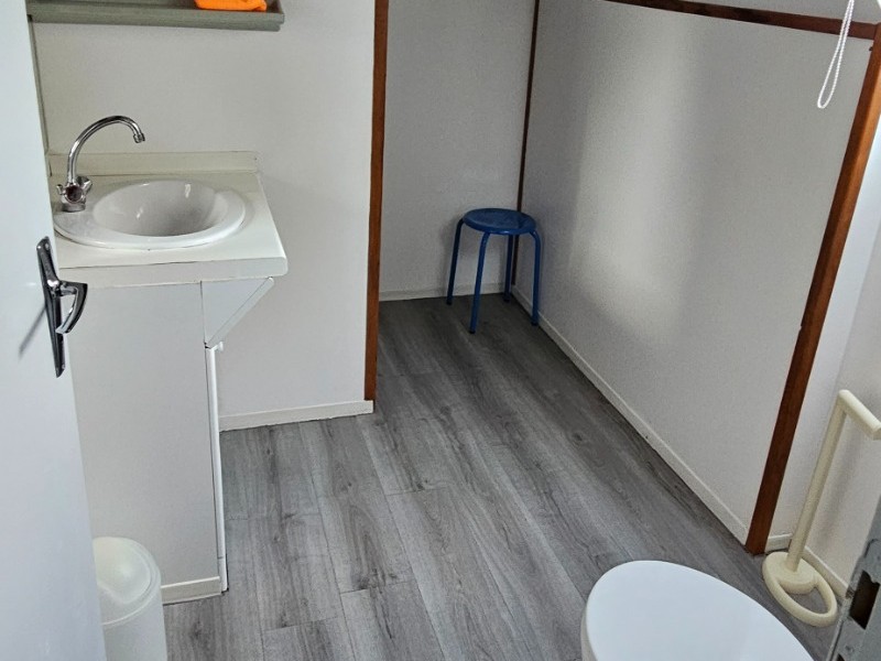 Salle d'eau avec douche vasque et WC