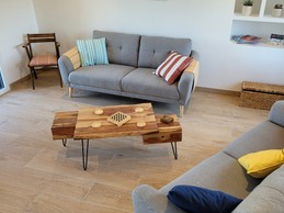 Le Moine, Location, Plouha, Point de la Tour, Clévacances, séjour salon cuisine au RDC