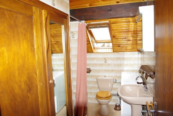 Salle d'eau avec toilette et machine à laver