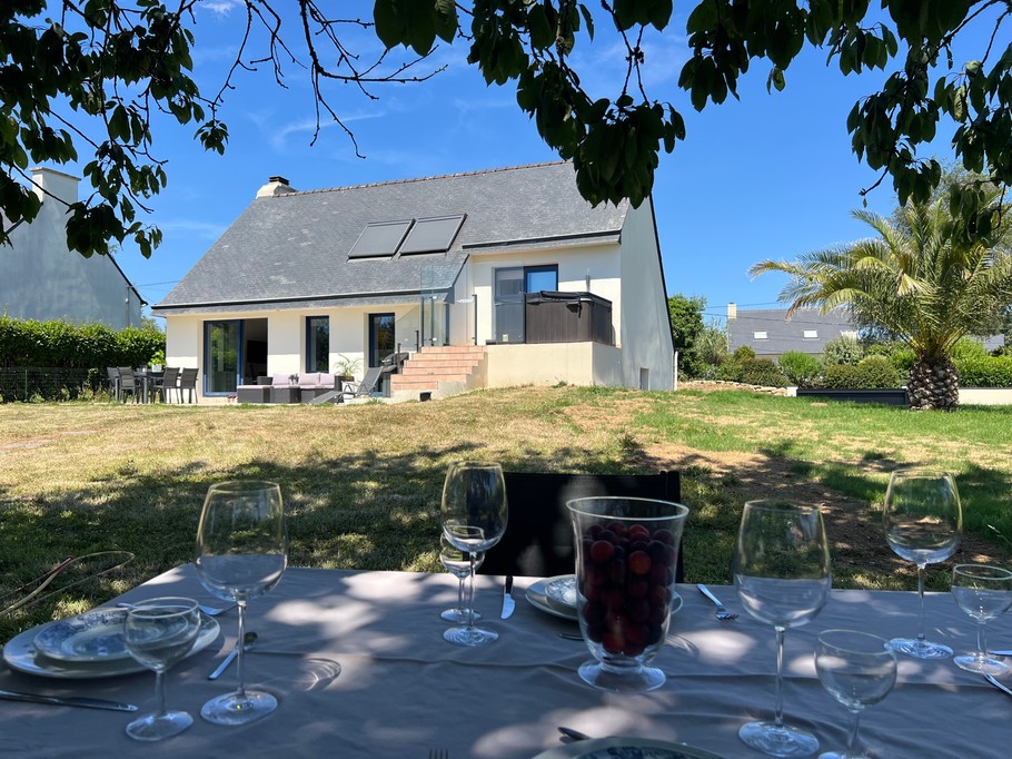House seen from the table in the shade