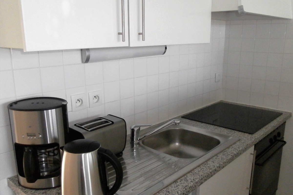 le coin cuisine avec plaque à induction et four électrique