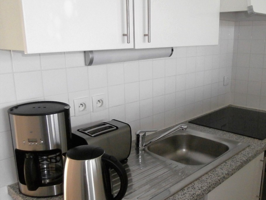 le coin cuisine avec plaque à induction et four électrique