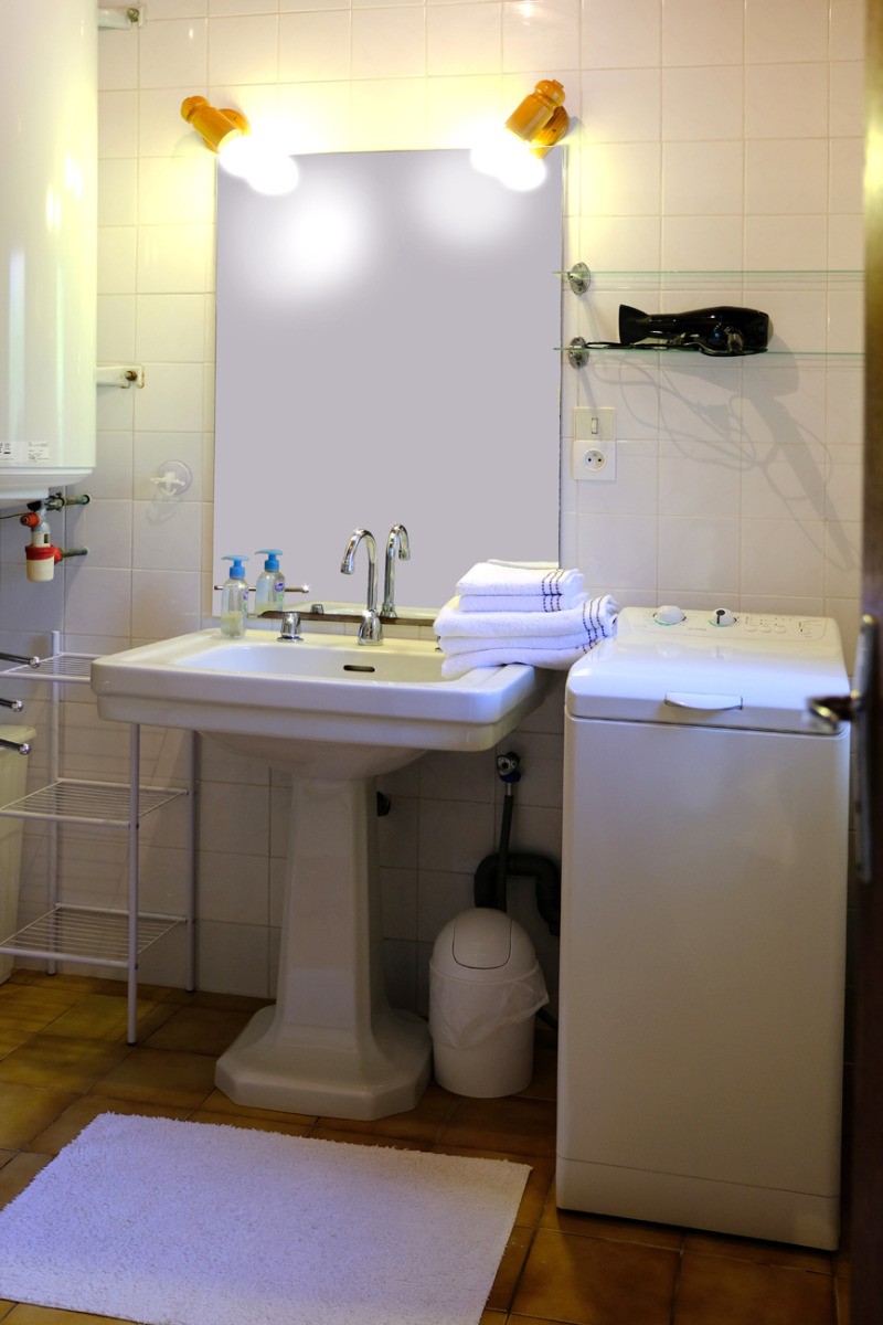 La salle d' eau avec lavabo et lave-linge