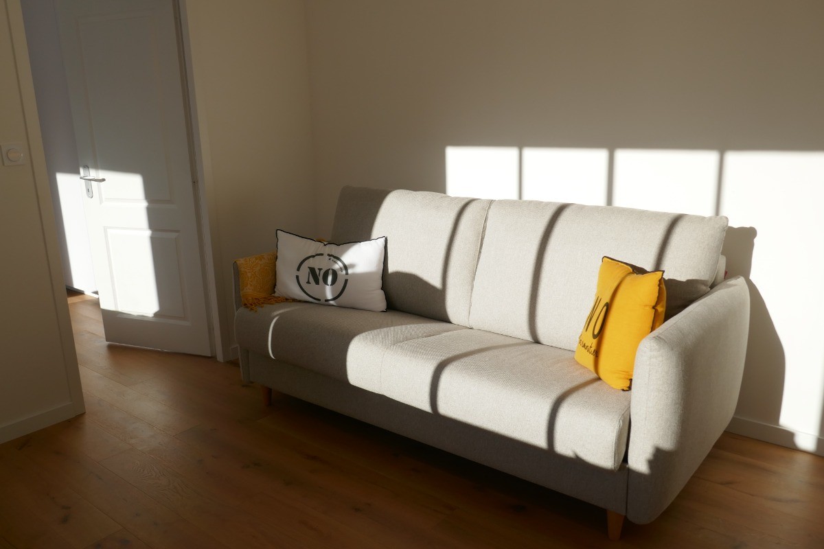 Pièce traversante avec un canapé convertible en 160