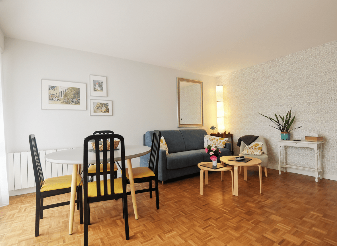 Bright and pleasant living room opening onto the terrace