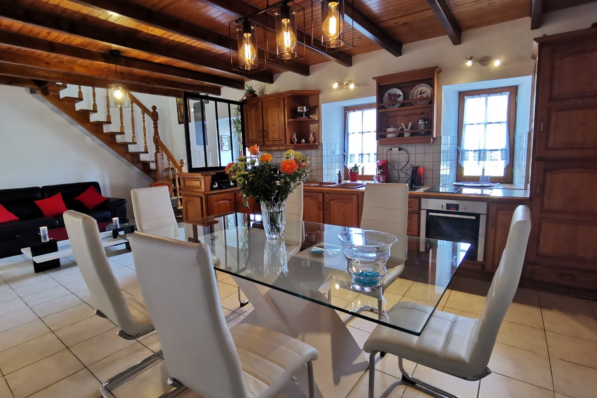 Living room and fitted kitchen area