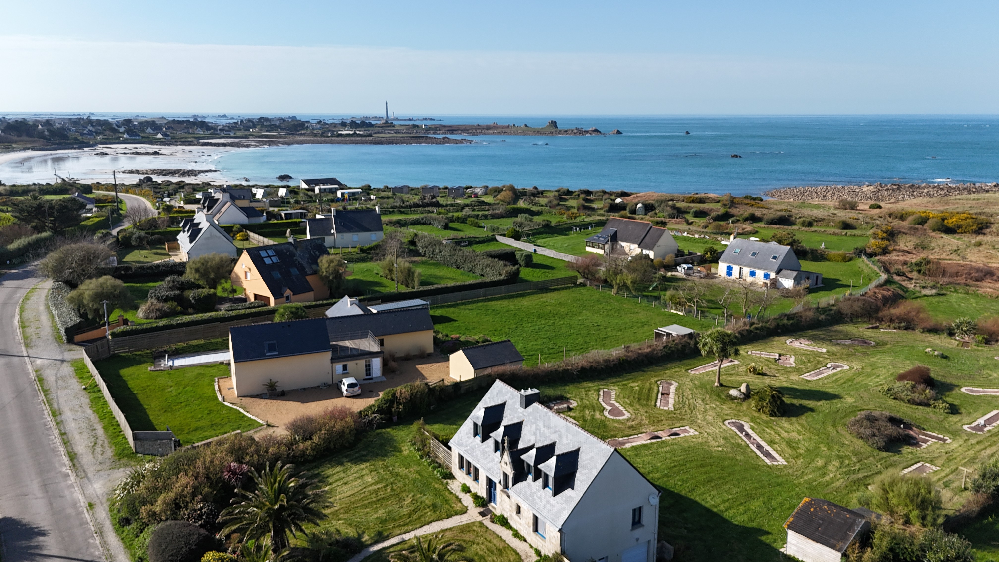 The blue house seen from the sky