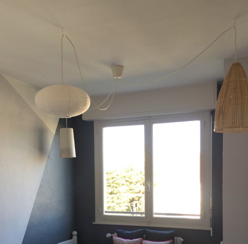 Chambre grise | lit 1 personne et 1 lit bébé