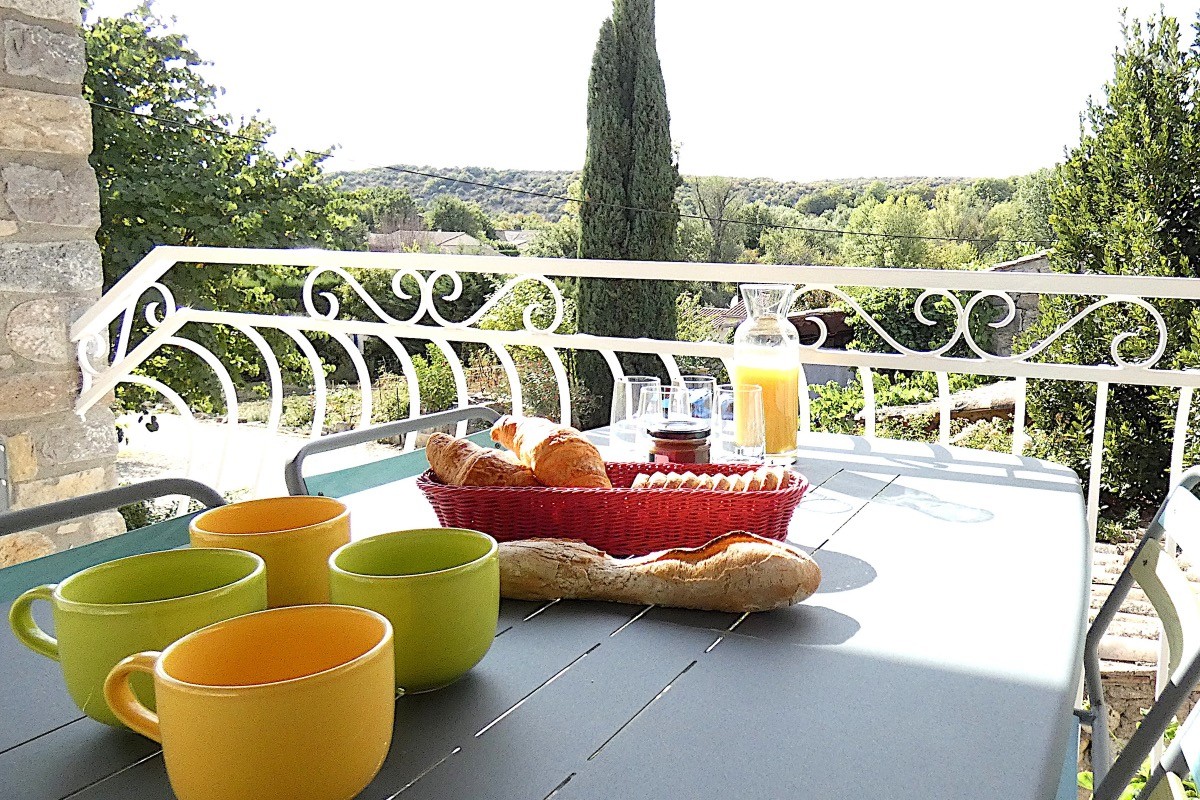 Vue de la terrasse sur le plateau calcaire des gras (Cirque de Gens)