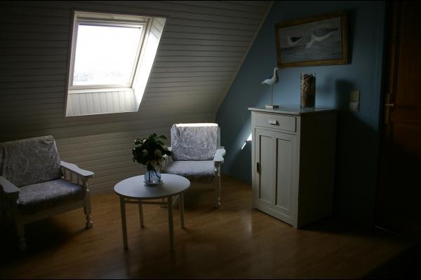 Salon mer- Maison de village de caractère , dans jardin  magnifique, près de la mer. 6 pers.