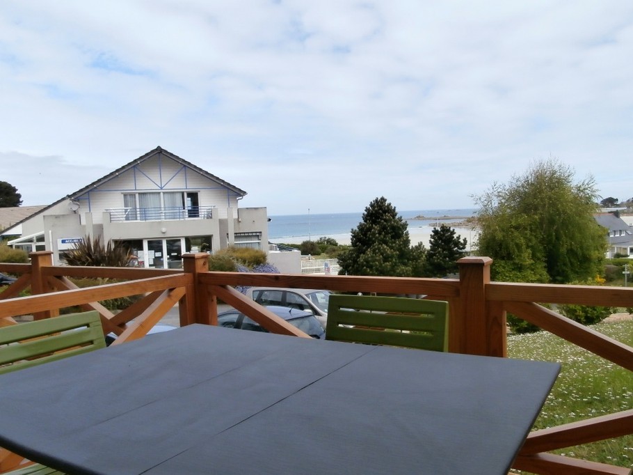 the view of the beach from the terrace