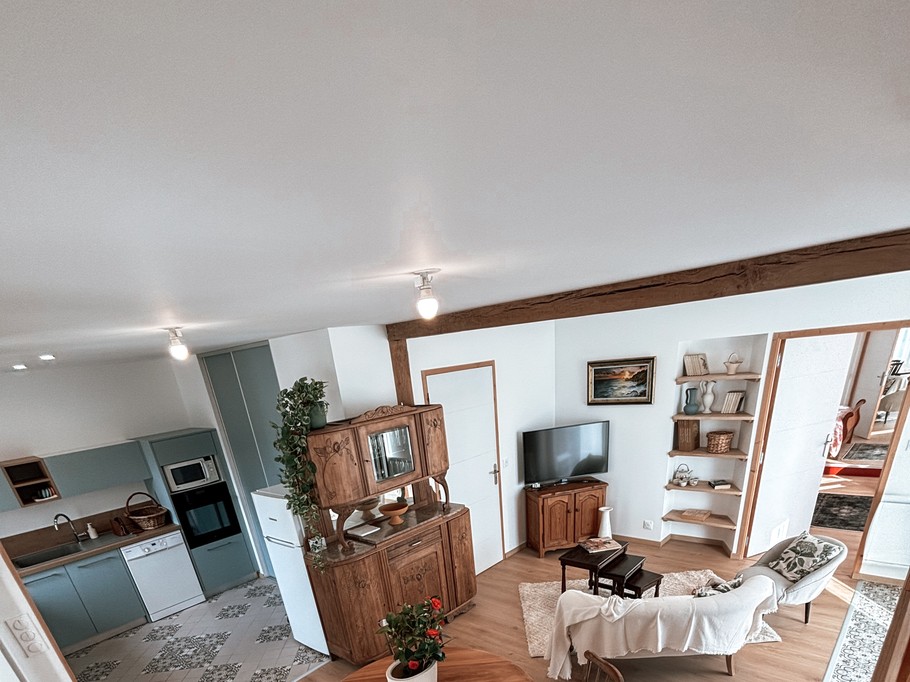 Overview of kitchen and living room