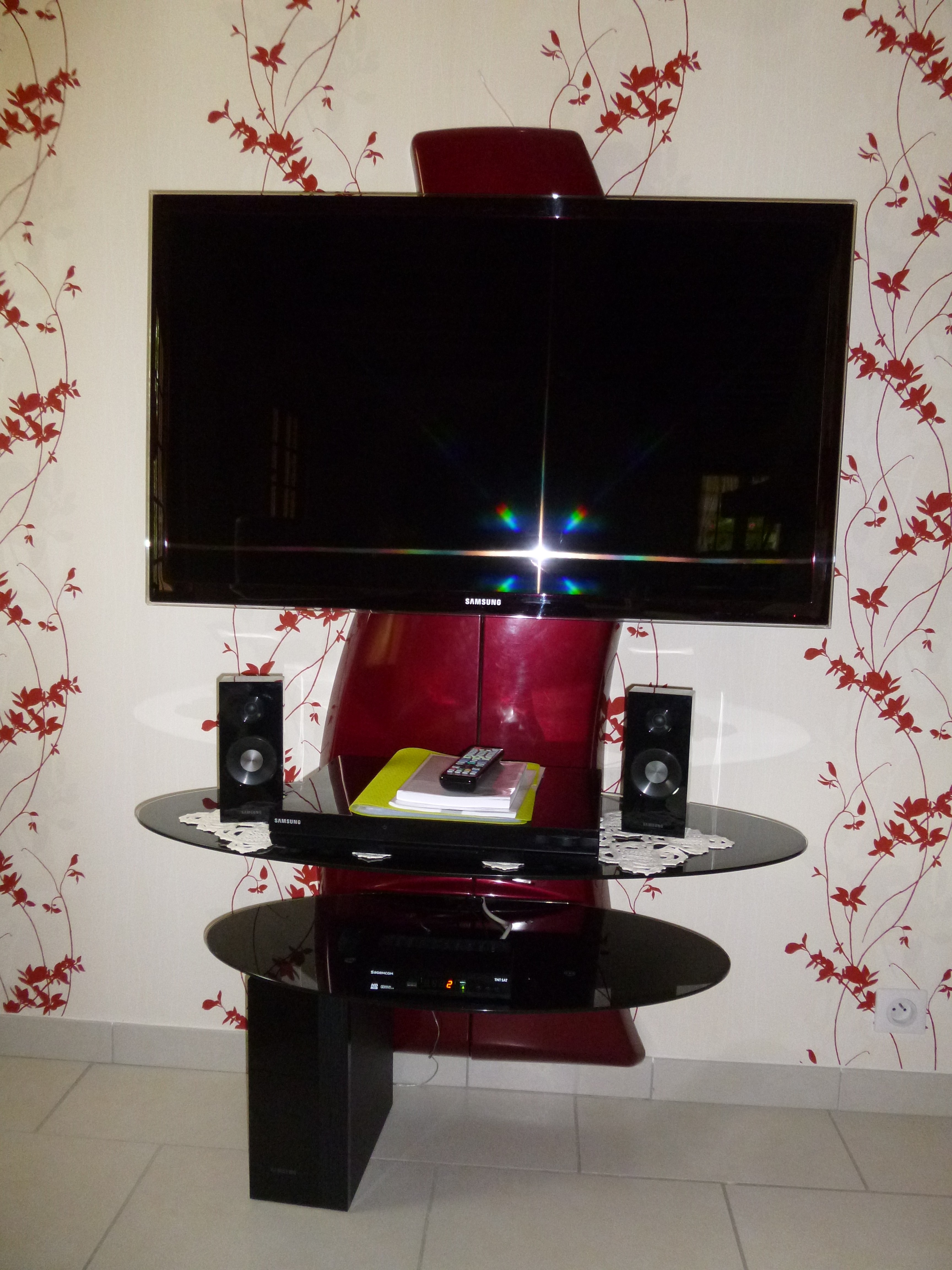 TV écran plat 119 + lecteur DVD + radio