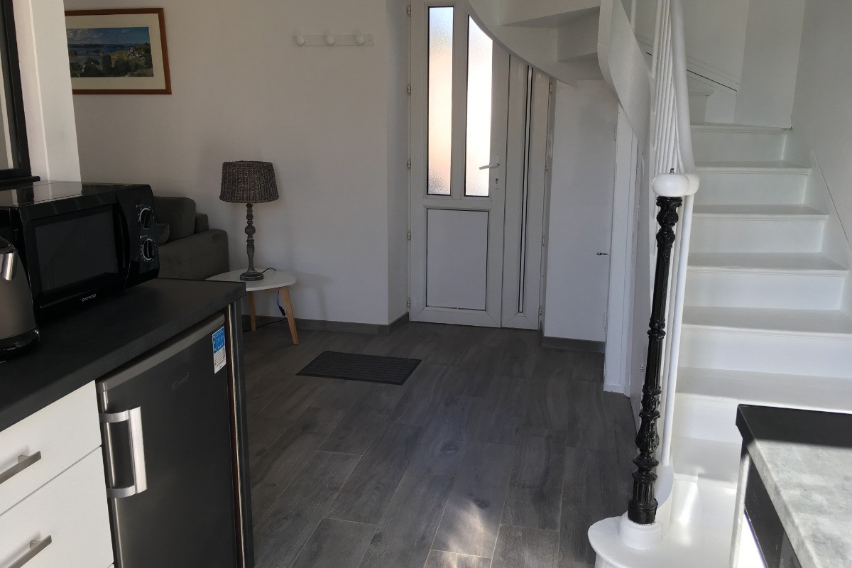 Location Drouin, Paimpol, espace intérieur, RDC, partie séjour cuisine