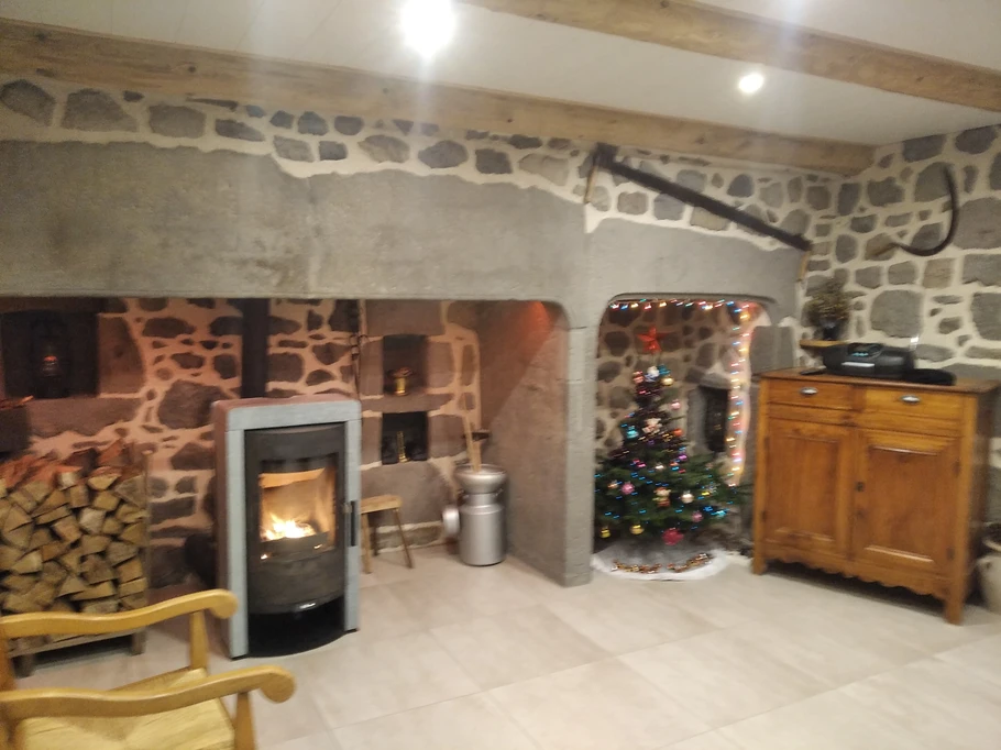 cheminée avec poêle à bois