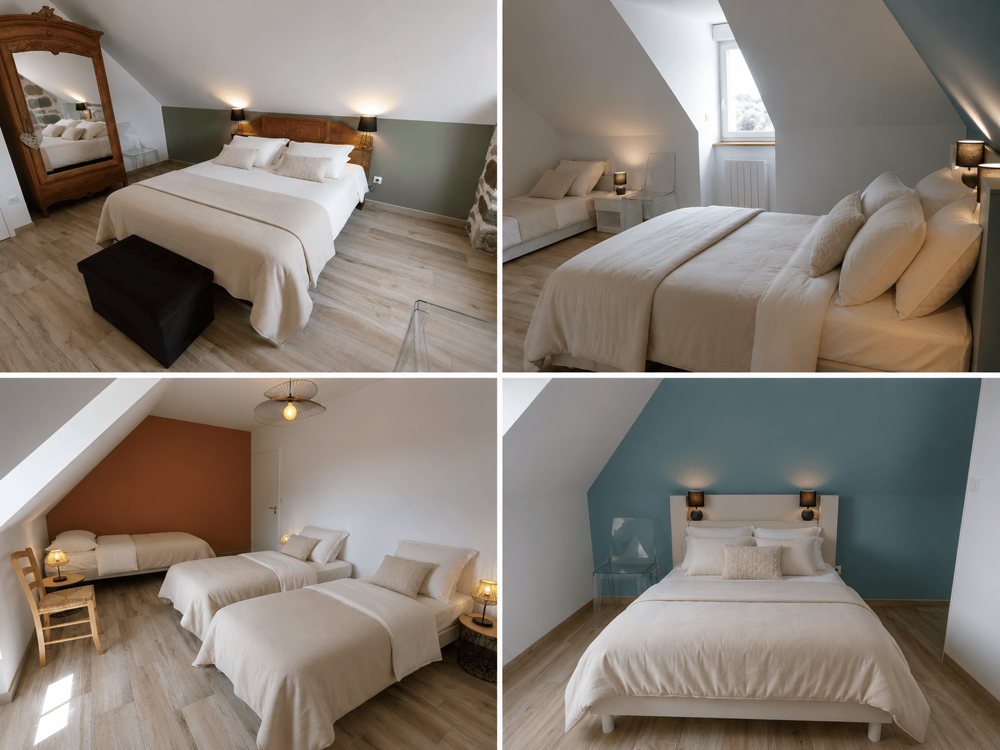Les 3 chambres confortables et lumineuses