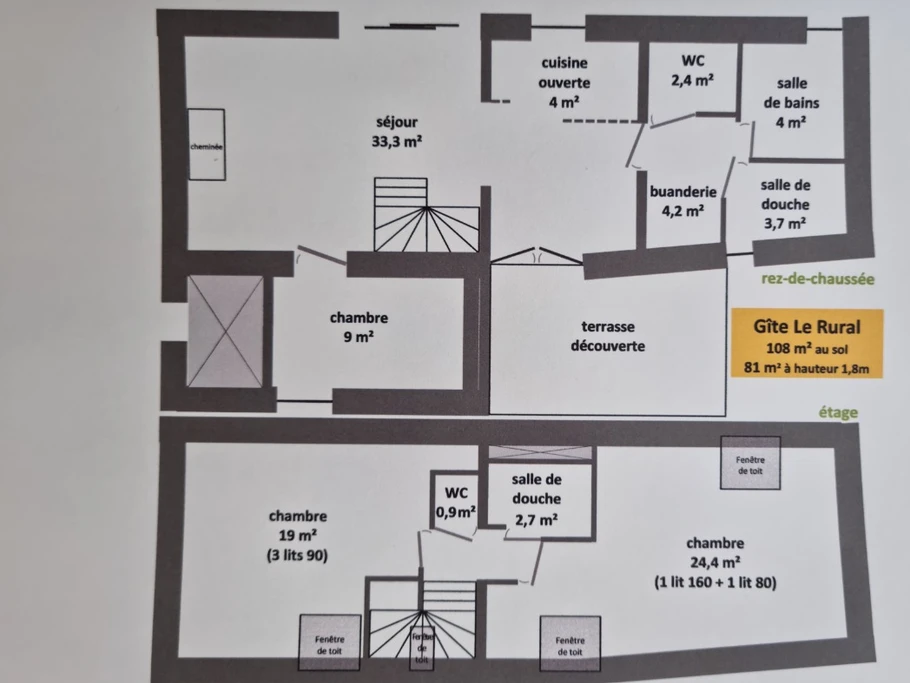 plan du rdc et de l'étage