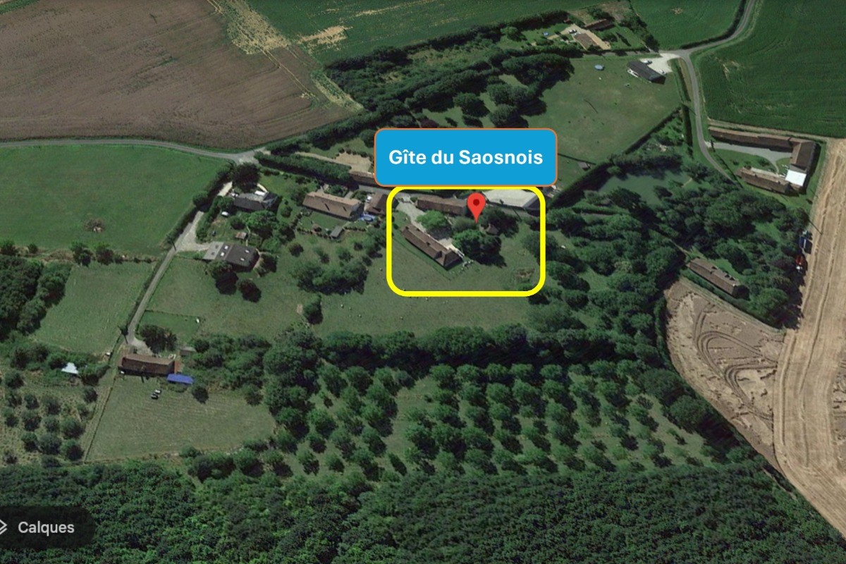 Vue aérienne des environs du Gîte du Saosnois.