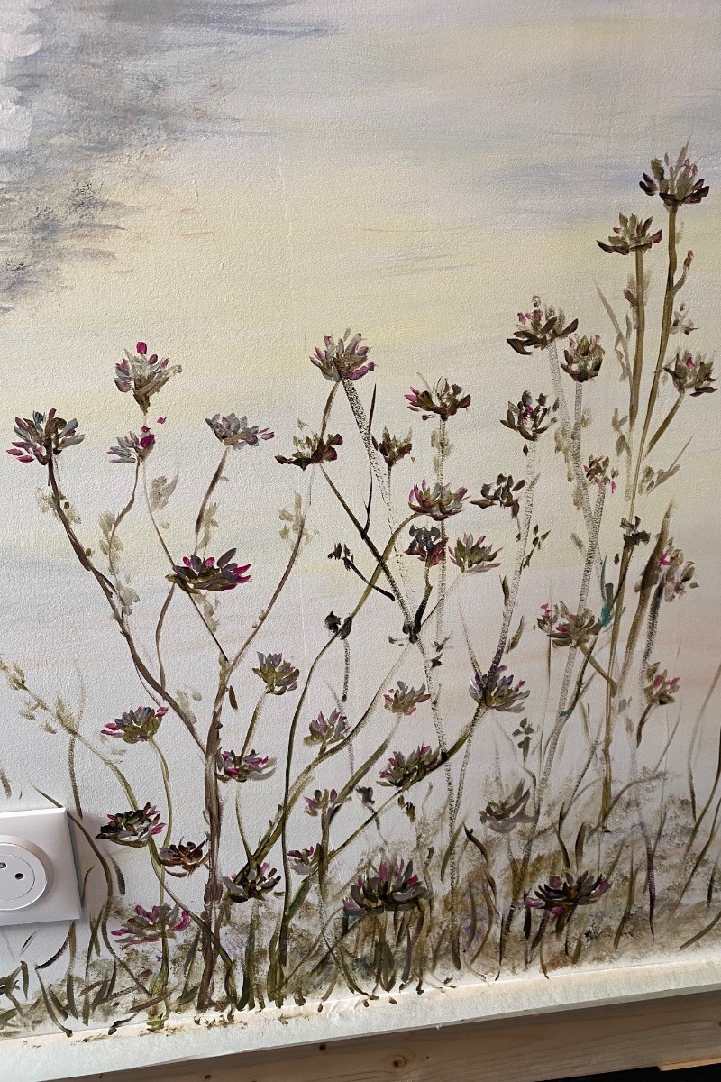 détails de la fresque du salon