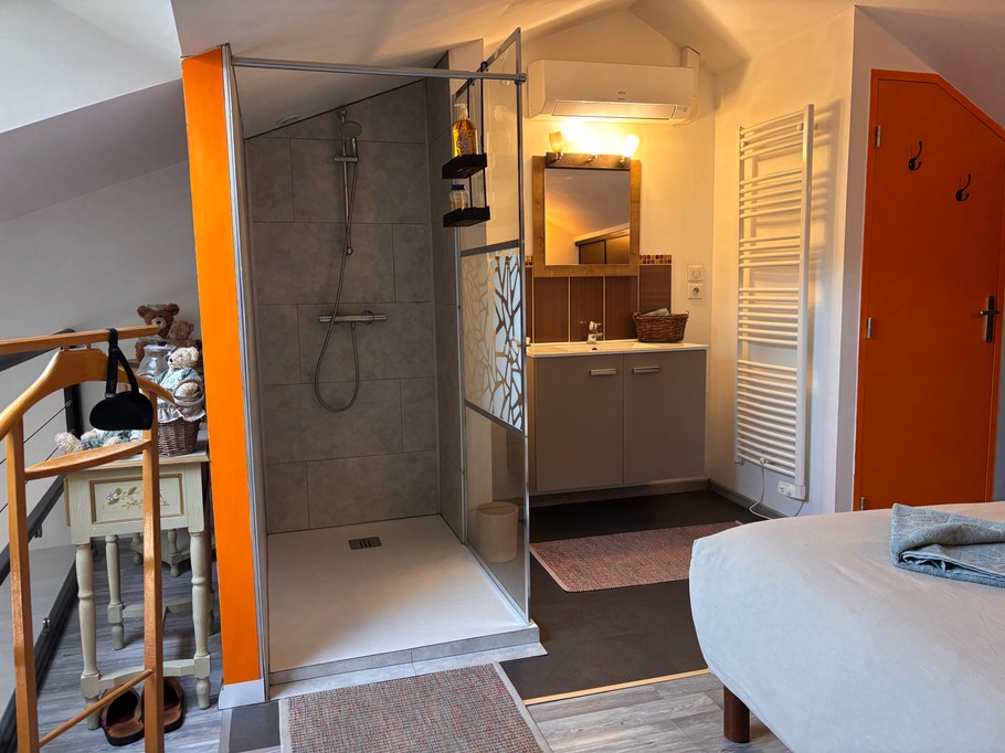 Salle d'eau ouverte sur la chambre - Appartement La Porte des Vosges - Raon l'Etape