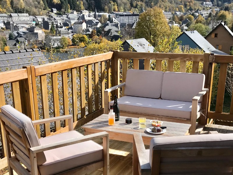 South-facing terrace, accessible from the living room. Recently extended to create a relaxation area.
