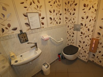 les toilettes spacieuses adaptées à l'handicap