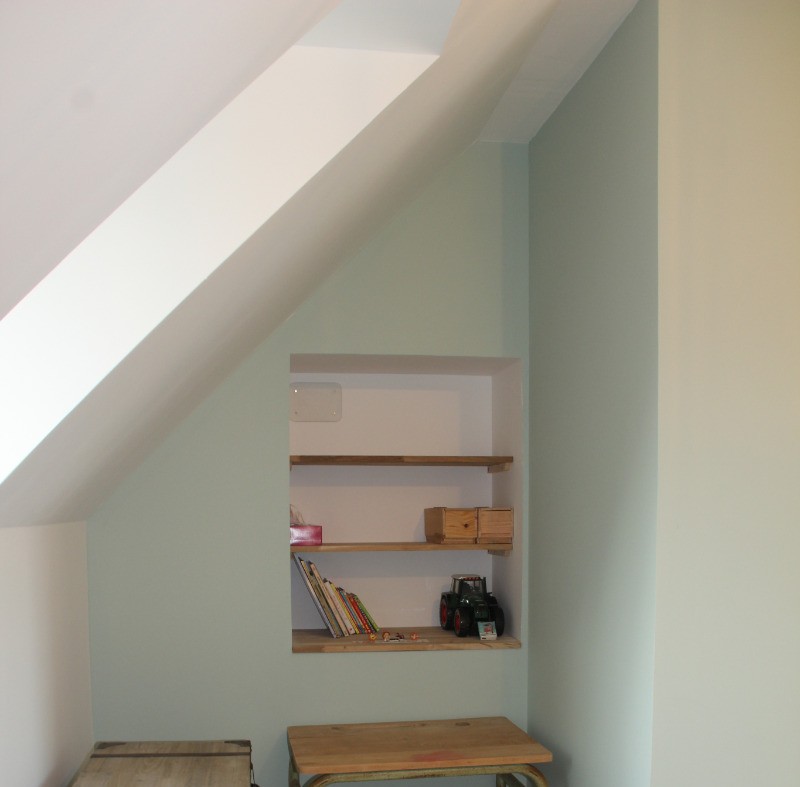 Troadec Clévacances Trévou-Tréguignec chambre étage 2 lits superposés et espace bureau