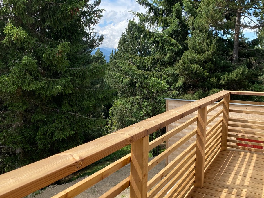 Balcon à l'arrière du chalet, coté forêt