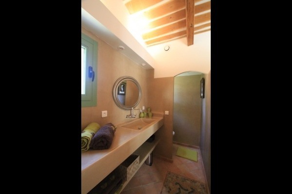 salle de bains avec une vasque en béton ciré