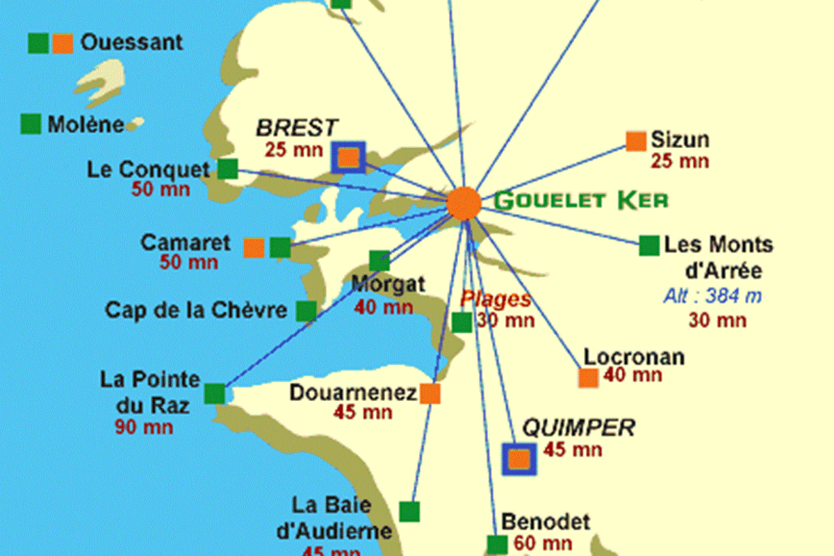 Situation idéale pour visiter tous les grands sites du Finistère