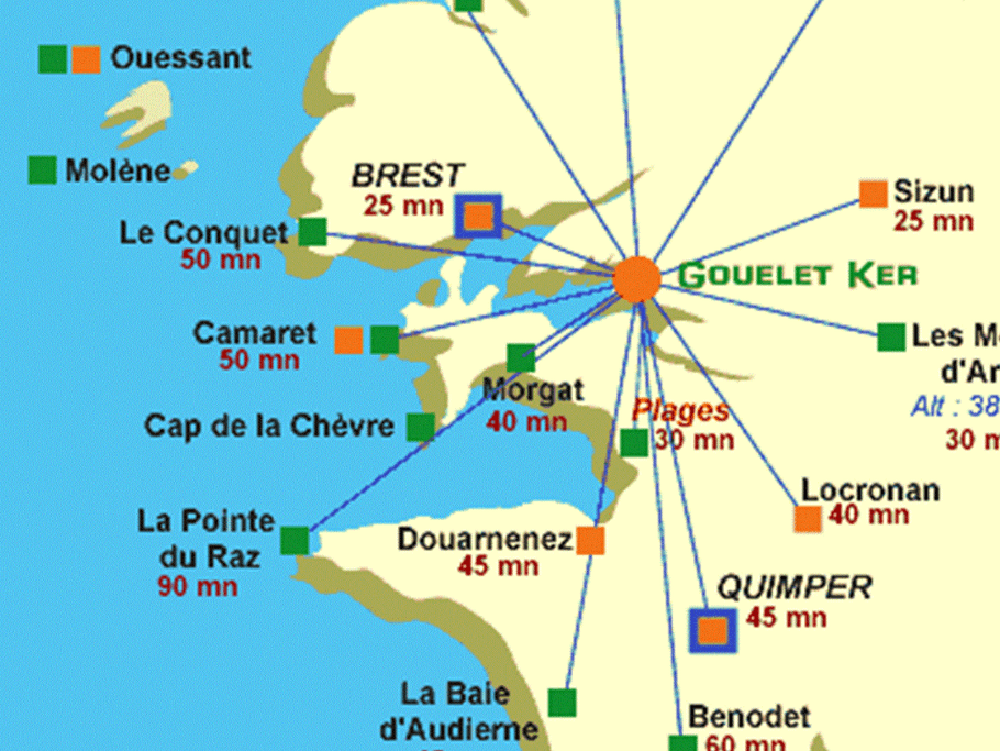 Situation idéale pour visiter tous les grands sites du Finistère