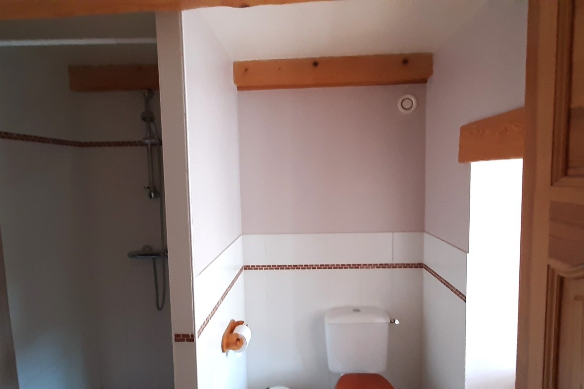 1er étage : Salle d'eau - WC : Chambre Fleur de Pommier : 1 lit double et 2 lits 1 pers. superposés.