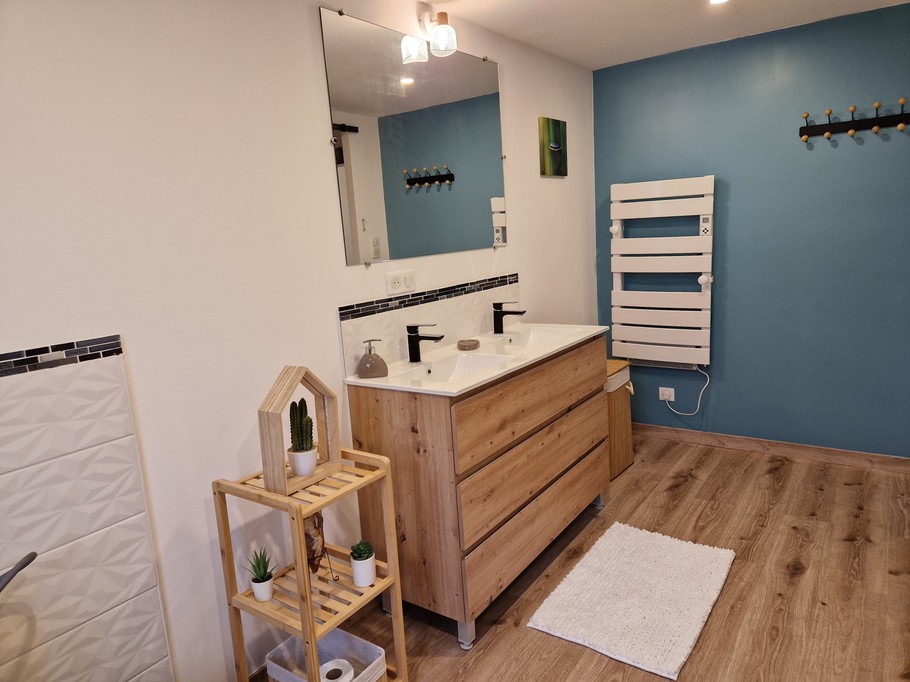 Salle d'eau avec douche spacieuse - Gite des Vignes