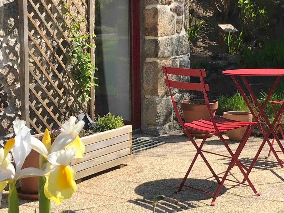 Clévacances, Location, 2 personnes, Mellionnec, terrasse