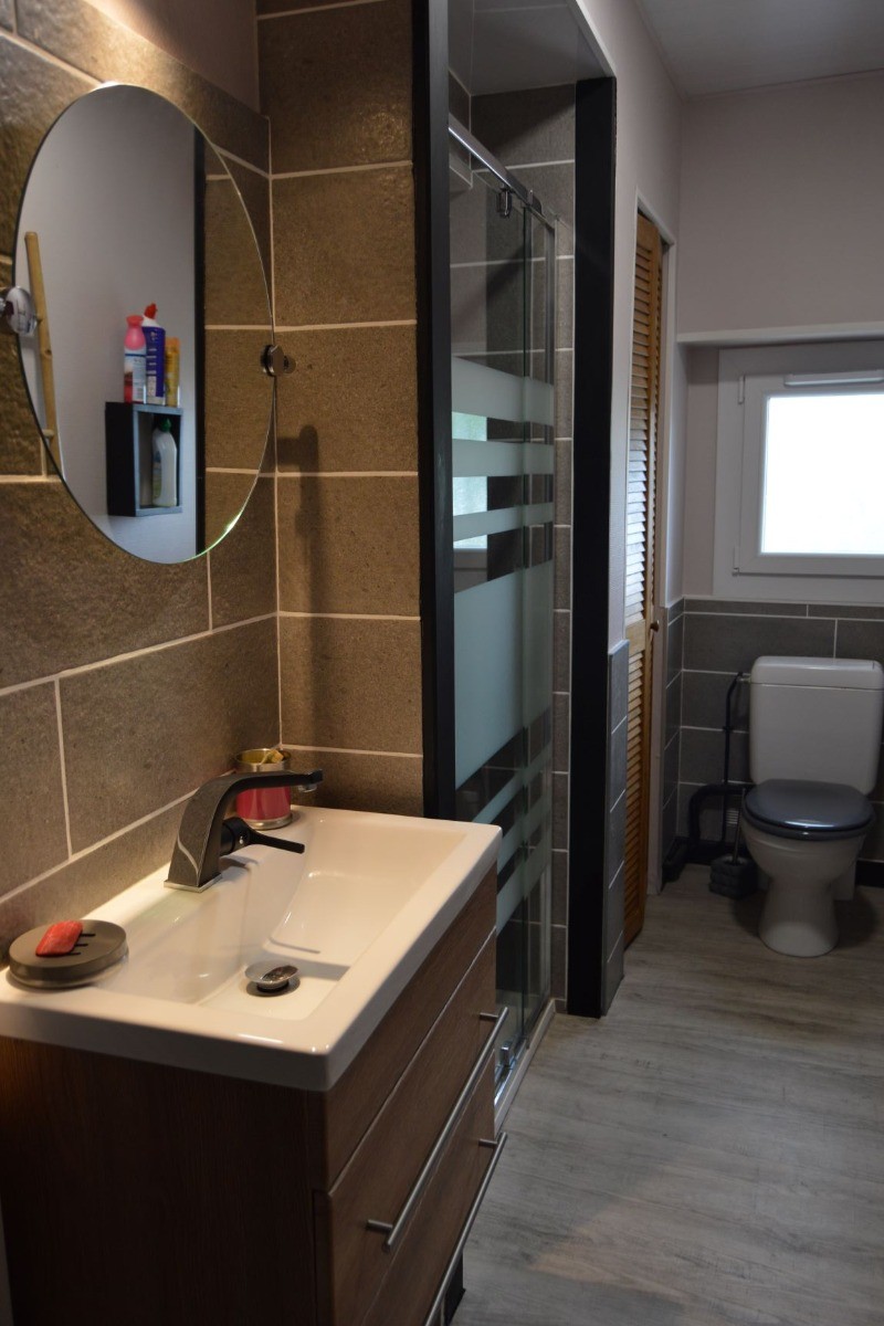 Salle de bain avec douche et WC