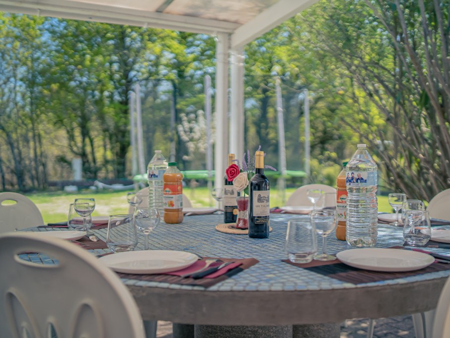 terrasse couverte et barbecue