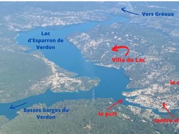 Vue aérienne du lac, emplacement "Villa du Lac"