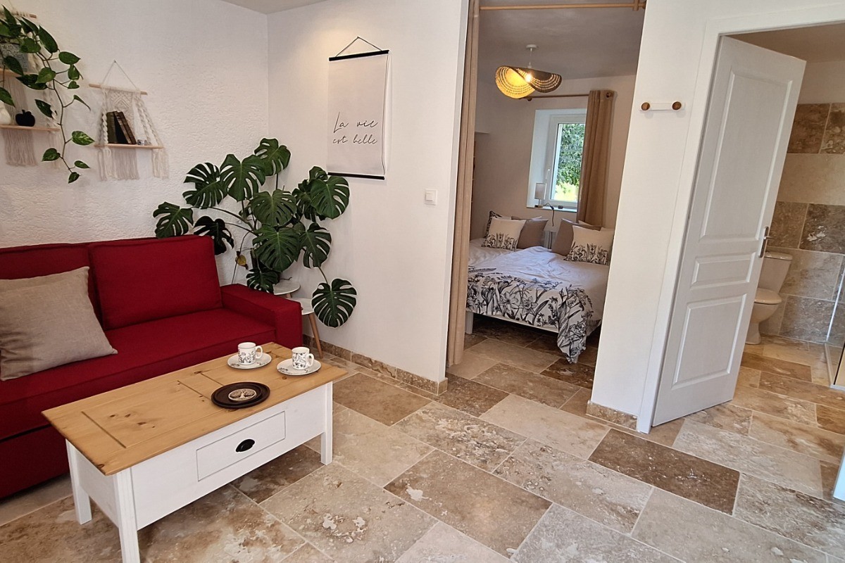 Salle de sejour, chambre, salle d'eau