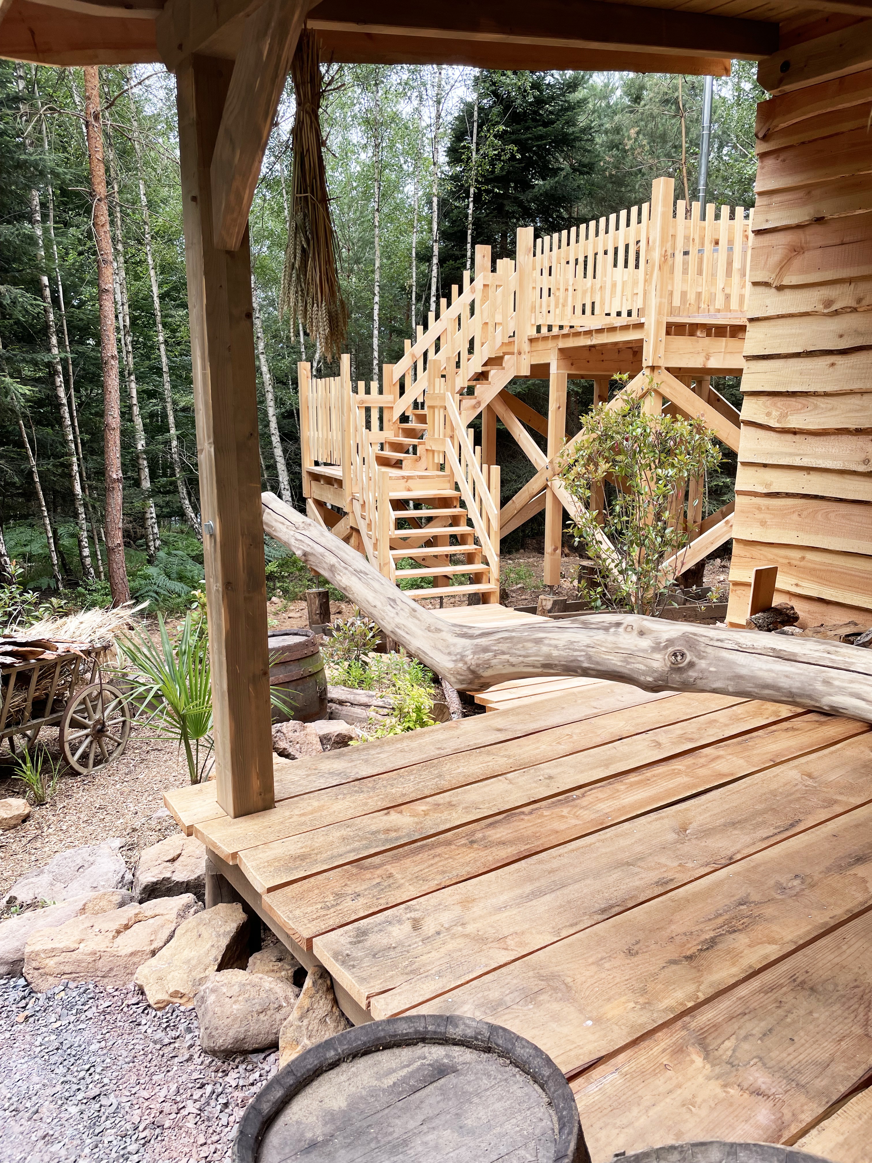 Accès bain finlandais  - Cabane du Shériff - Lac de Pierre Percée