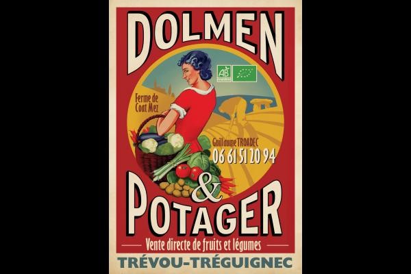 Dolmen et potager, vente directe de légumes bio sur la commune