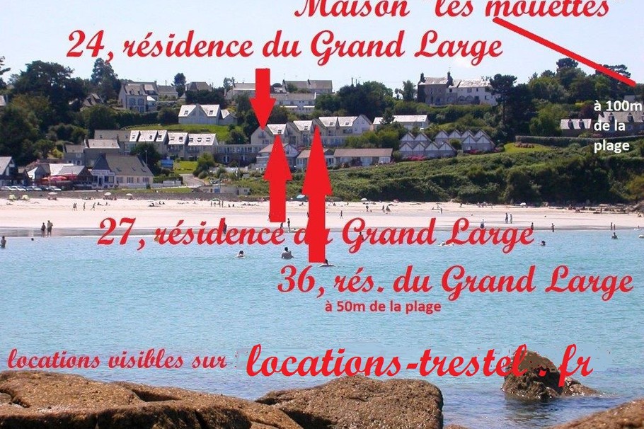 nos 4 locations à moins de 100m de la plage: 3 appartements pour 2p et une maison pour 4p