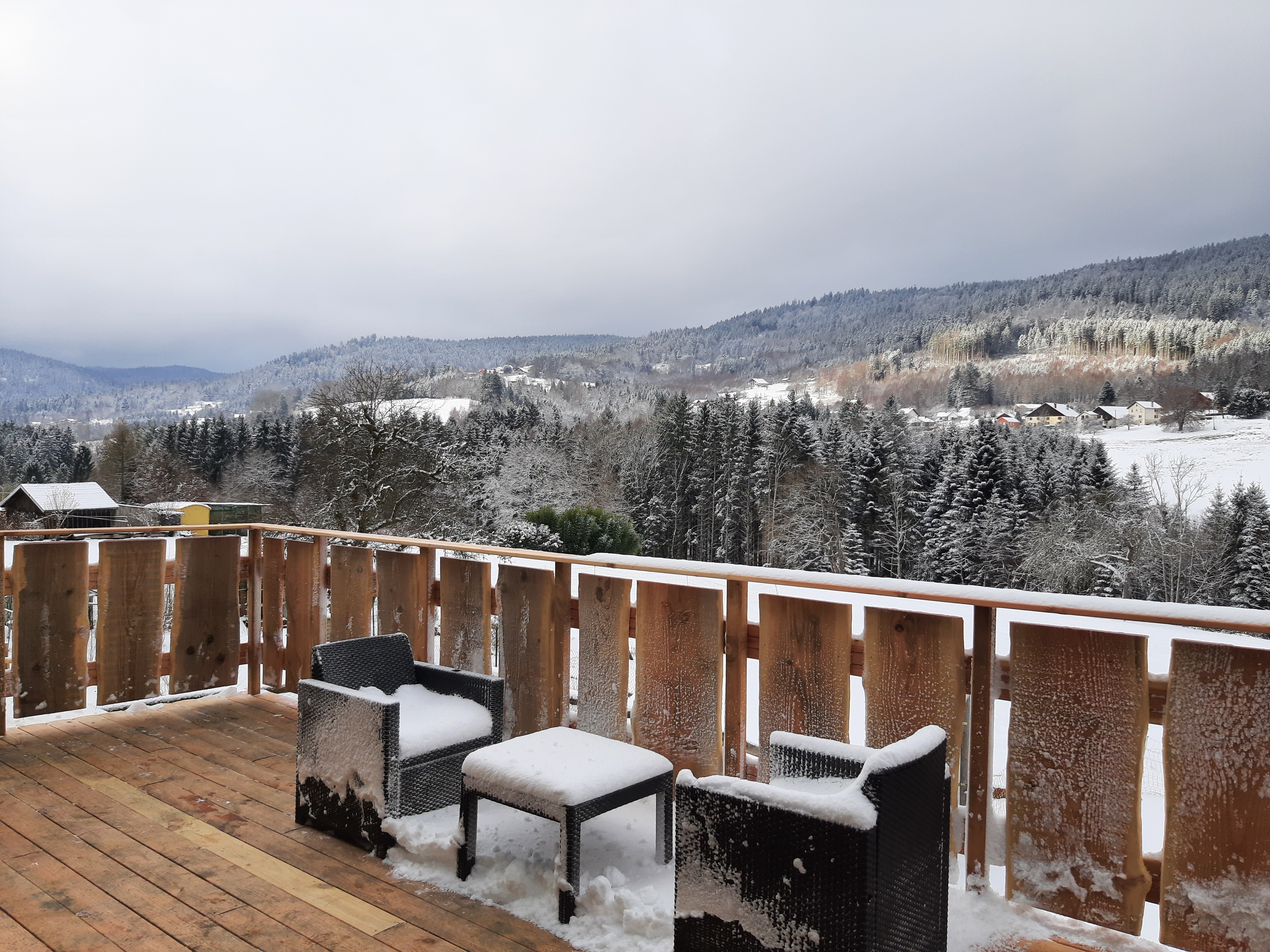 Terrace - Bed and breakfast La Pimprenelle : rest and nature - Vosges