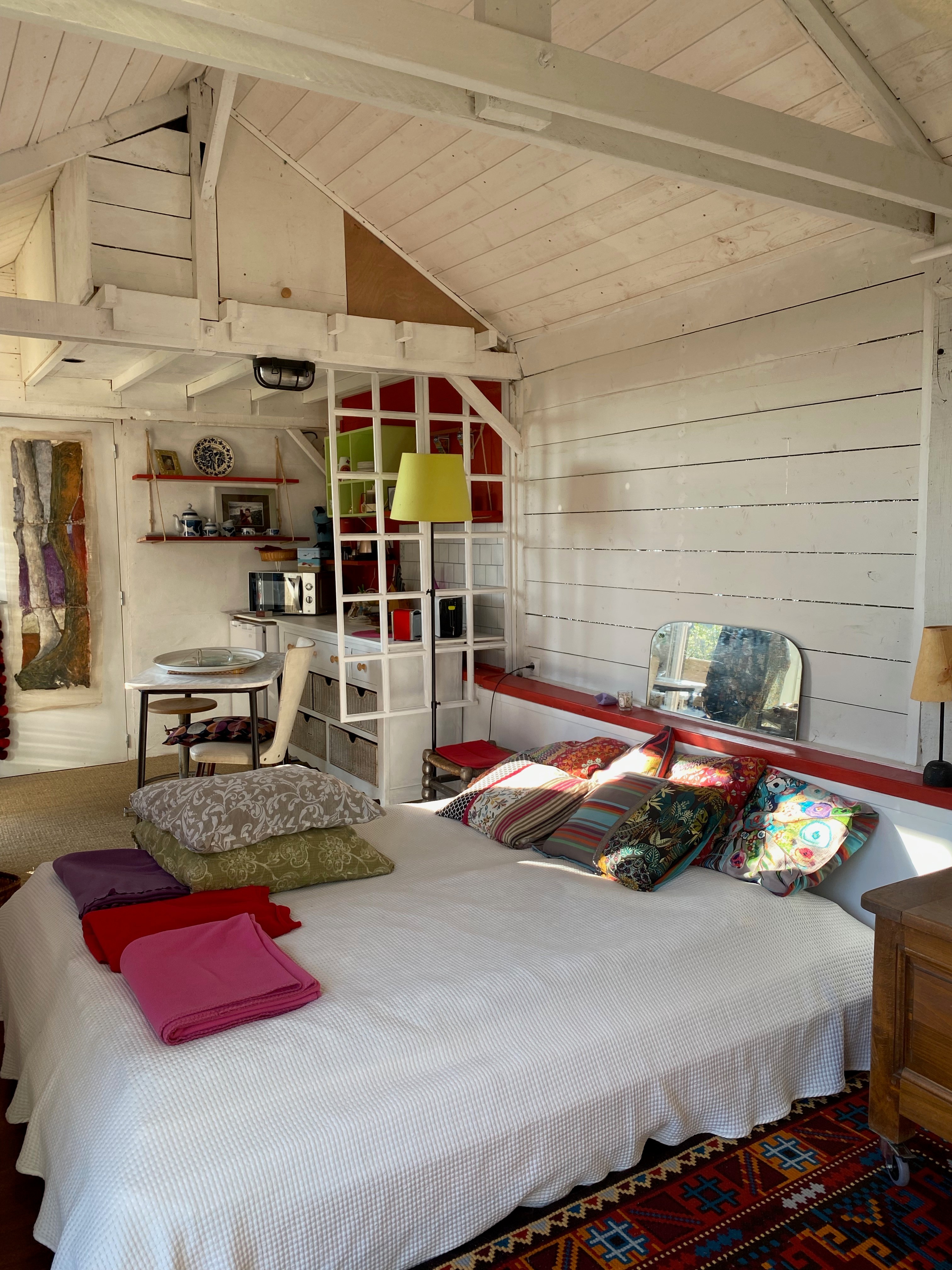 view of bedroom on garden level ( view of kitchen area)